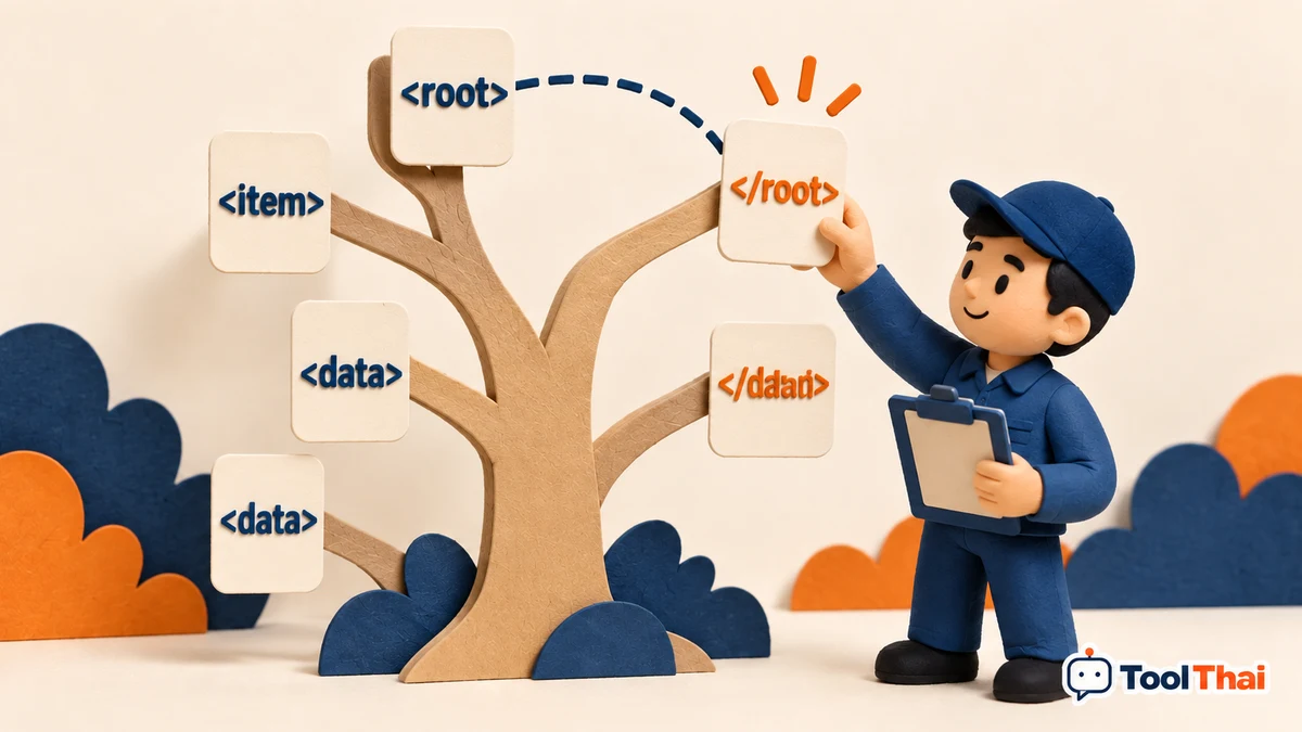 ภาพประกอบ วิธีใช้จัดรูปแบบและตรวจ XML