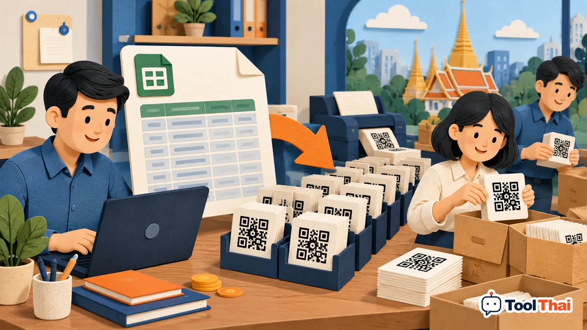 ภาพประกอบ สร้าง QR Code หลายรายการจากไฟล์ CSV: หลักการและตัวอย่าง
