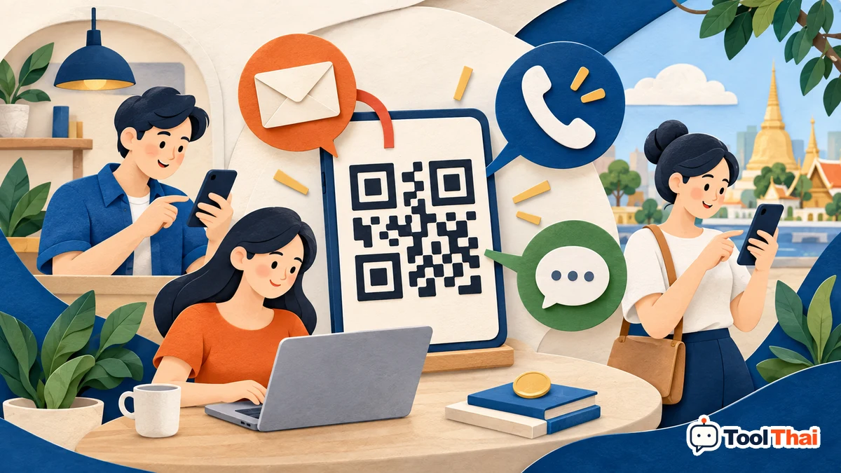 ภาพประกอบ สร้าง QR Code สำหรับอีเมล โทรศัพท์ และ SMS: หลักการและตัวอย่าง