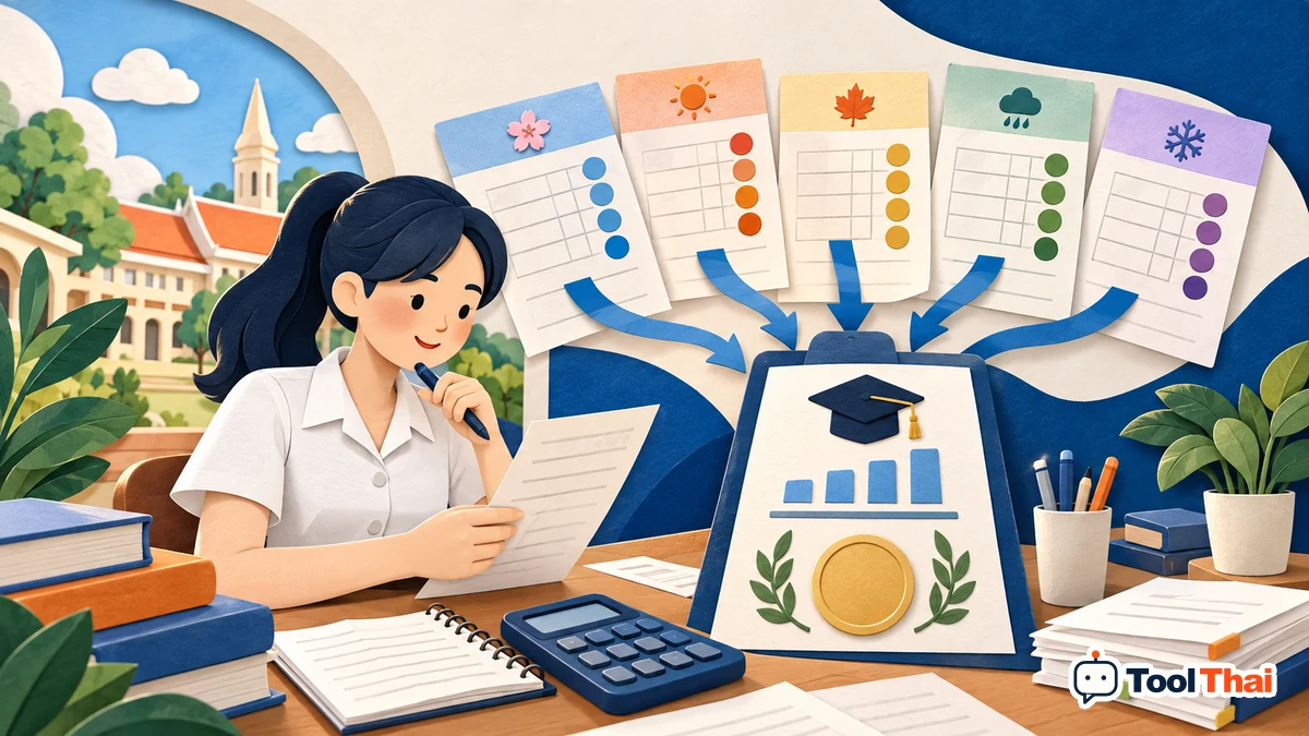 ภาพประกอบ คำนวณ GPA และ GPAX รวมหลายภาคเรียน: หลักการและตัวอย่าง