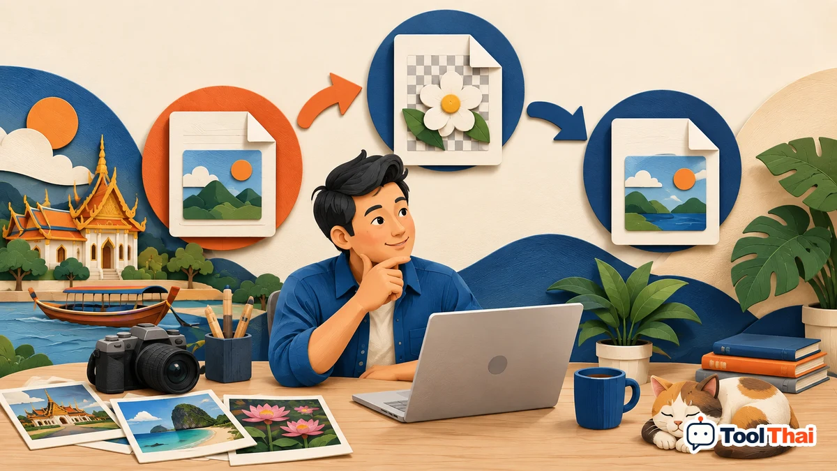 ภาพประกอบ แปลงรูปภาพ JPG, PNG และ WebP: หลักการและตัวอย่าง
