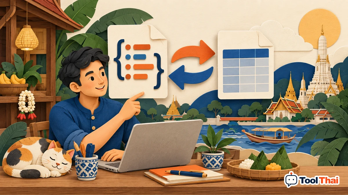 ภาพประกอบ แปลง JSON เป็น CSV และ CSV เป็น JSON: หลักการและตัวอย่าง