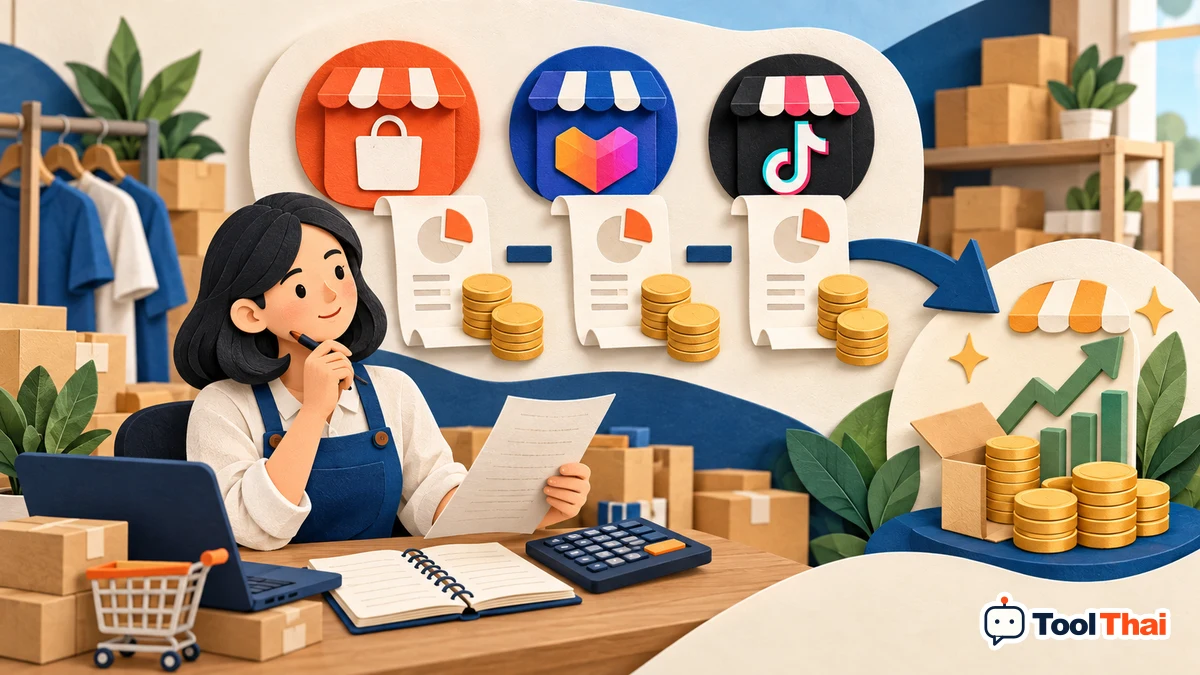 ภาพประกอบ คำนวณกำไรหลังหักค่าธรรมเนียม Shopee, Lazada และ TikTok Shop: หลักการและตัวอย่าง