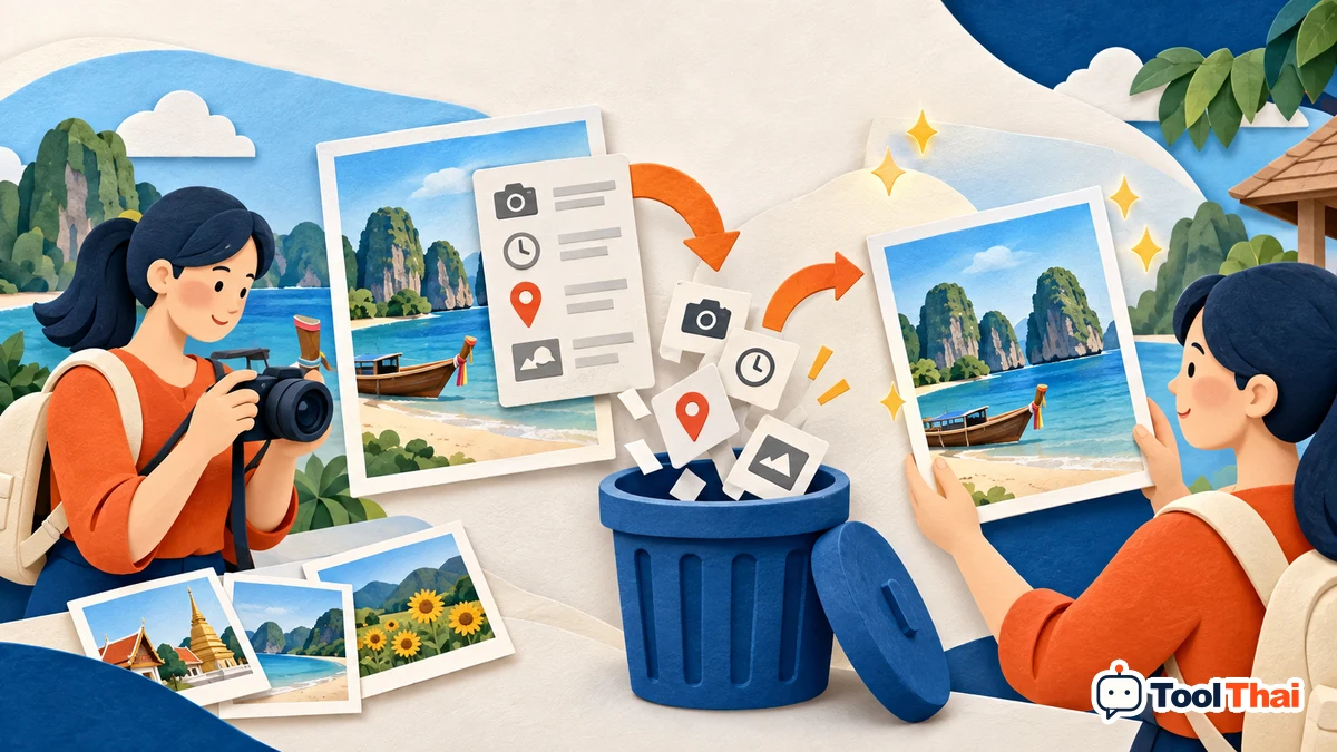 ภาพประกอบ ลบข้อมูล EXIF และพิกัด GPS ออกจากรูปภาพ: หลักการและตัวอย่าง
