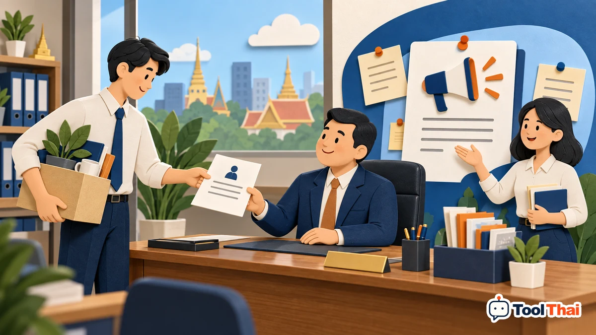 ภาพประกอบ สร้างหนังสือลาออกและหนังสือแจ้งทั่วไป: หลักการและตัวอย่าง