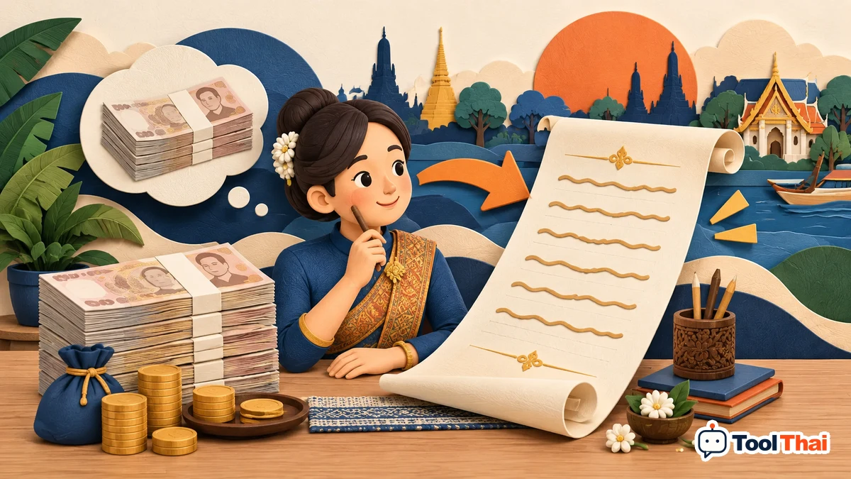 ภาพประกอบ แปลงจำนวนเงินเป็นข้อความภาษาไทย: หลักการและตัวอย่าง
