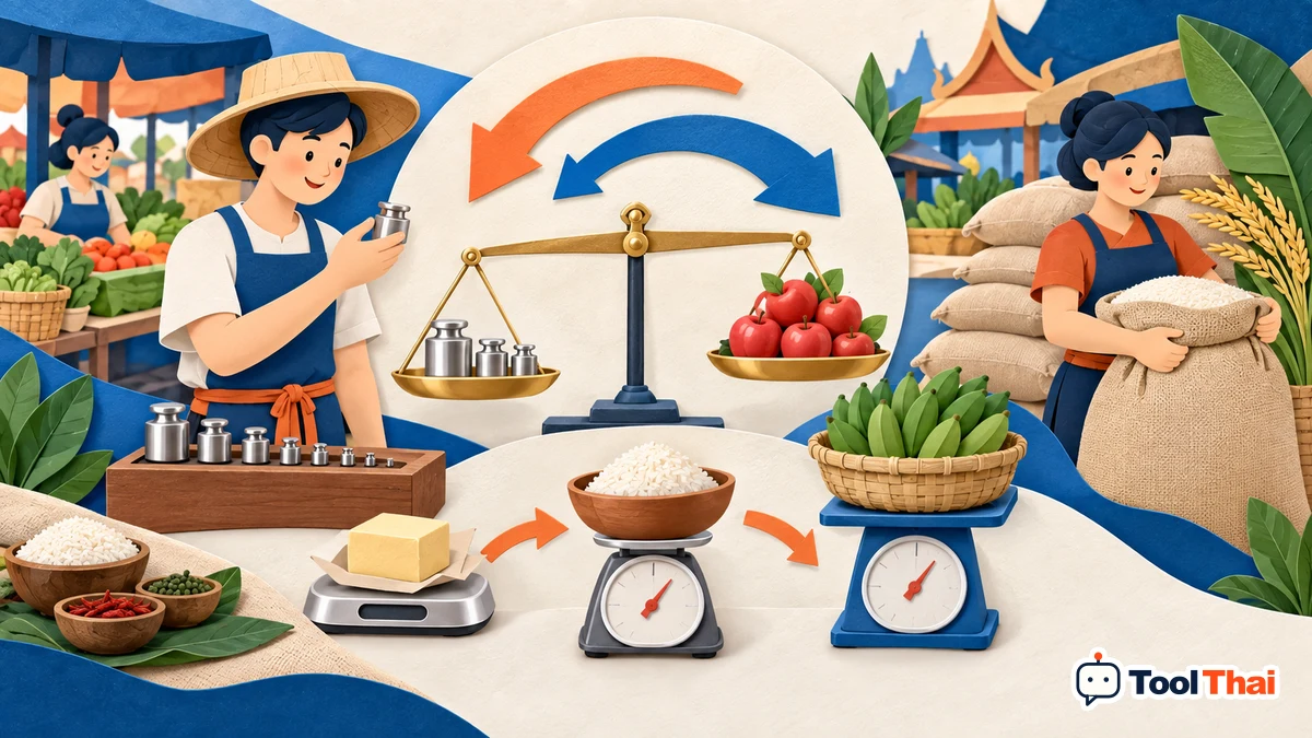 ภาพประกอบ แปลงหน่วยน้ำหนัก: หลักการและตัวอย่าง
