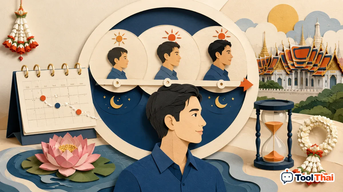 ภาพอธิบายคำศัพท์ วิธีนับอายุหลัก สำหรับคำนวณอายุ ปี เดือน วัน