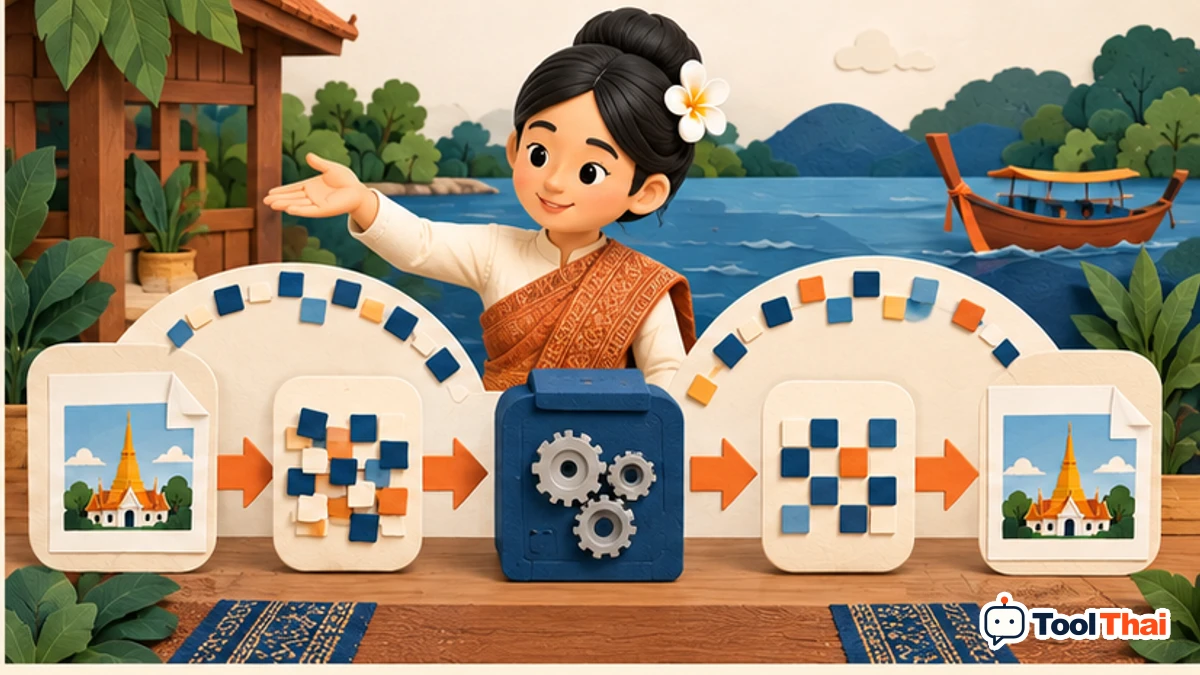 ภาพประกอบ การทำงาน ในเข้ารหัสและถอดรหัส Base64