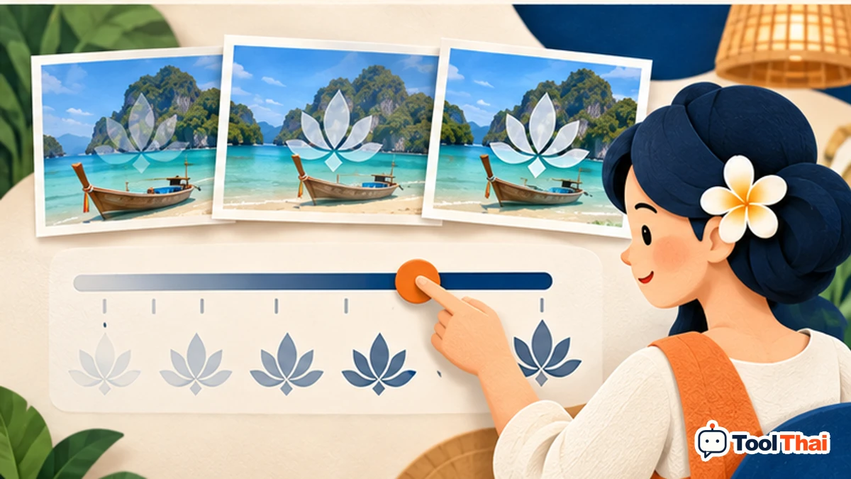 ภาพประกอบ ความทึบลายน้ำ ในใส่ลายน้ำบนรูปภาพหลายไฟล์
