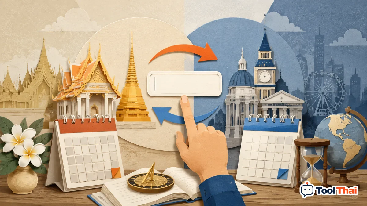 ภาพอธิบายคำศัพท์ ปีที่ต้องการแปลง สำหรับแปลง พ.ศ. ↔ ค.ศ.