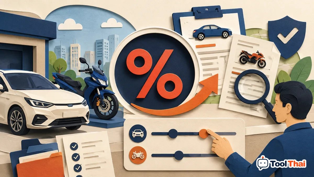 ภาพอธิบายคำศัพท์ อัตราดอกเบี้ยต่อปี สำหรับคำนวณค่างวดรถ