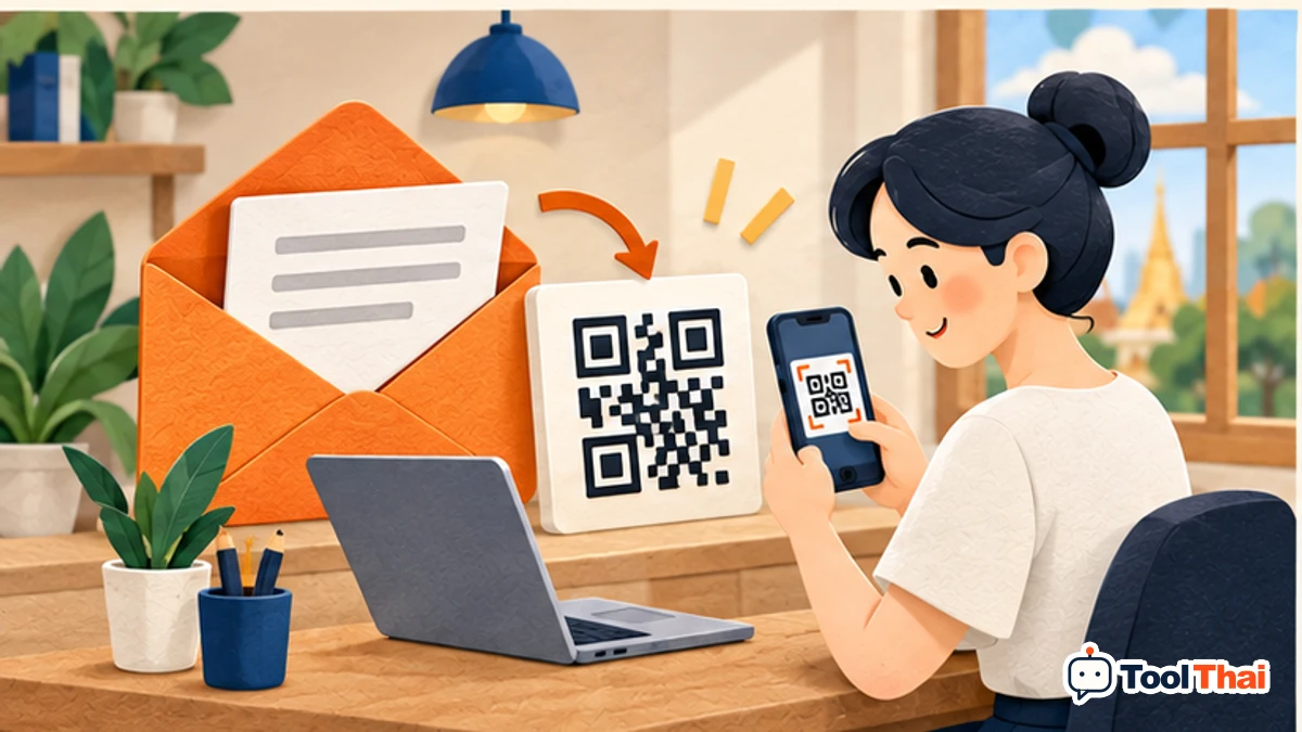 ภาพประกอบ อีเมล (สำหรับอีเมล) ในสร้าง QR Code สำหรับอีเมล โทรศัพท์ และ SMS