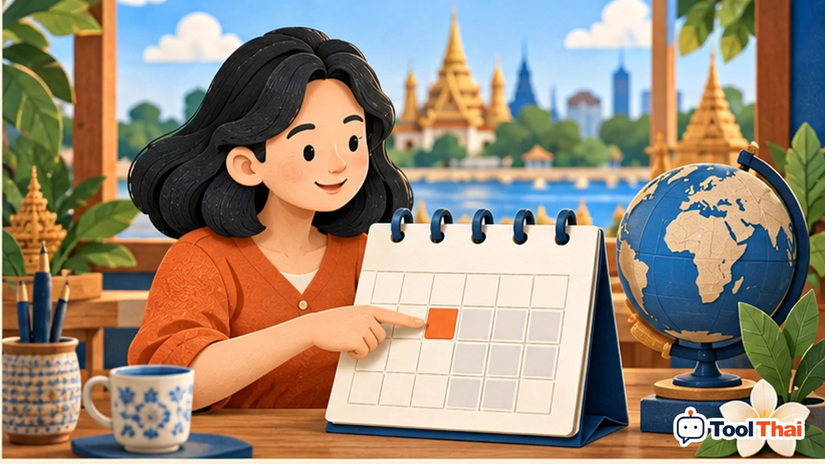 ภาพประกอบ วันที่เริ่มต้น ค.ศ. ในบวกหรือลบวัน สัปดาห์ และเดือนจากวันที่