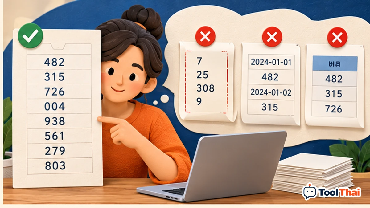 ภาพประกอบ เลขย้อนหลัง (อัปโหลด TXT/CSV คอลัมน์เดียวได้) ในสรุปความถี่ตัวเลขจากข้อมูลย้อนหลังที่อัปโหลด