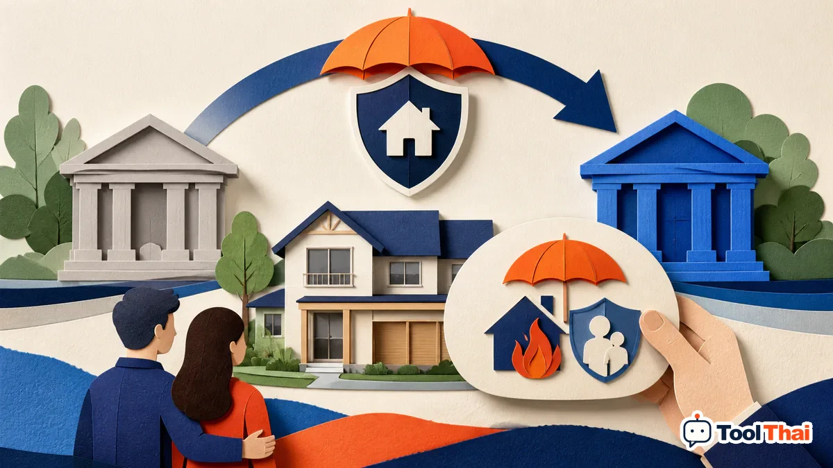 ภาพอธิบายคำศัพท์ ค่าประกันที่เพิ่มเพราะย้ายธนาคาร สำหรับคำนวณ Refinance บ้านคุ้มหรือไม่
