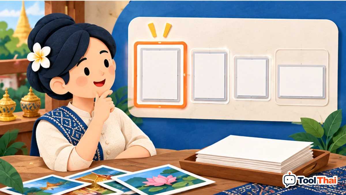 ภาพประกอบ ขนาดหน้า ในแปลงรูปภาพเป็น PDF