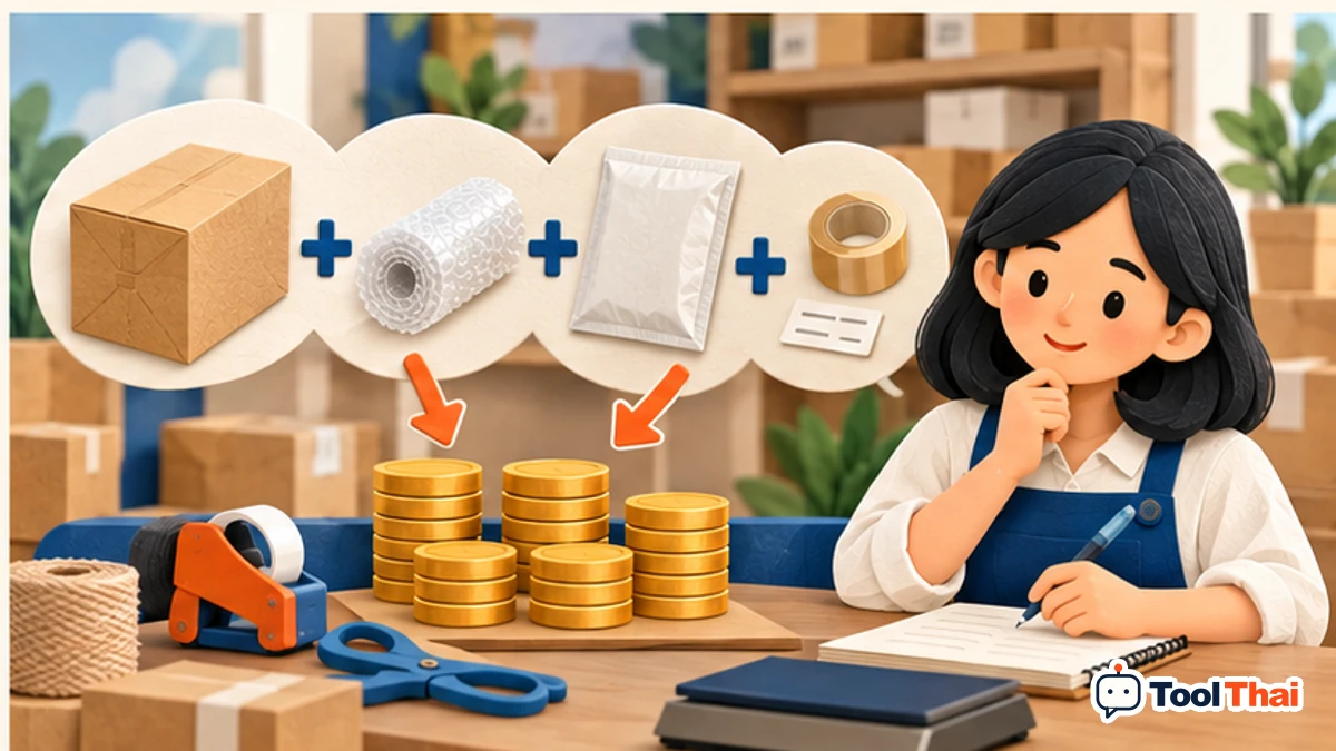 ภาพประกอบ ต้นทุนสินค้ารวมแพ็ก ในคำนวณกำไรหลังหักค่าธรรมเนียม Shopee, Lazada และ TikTok Shop