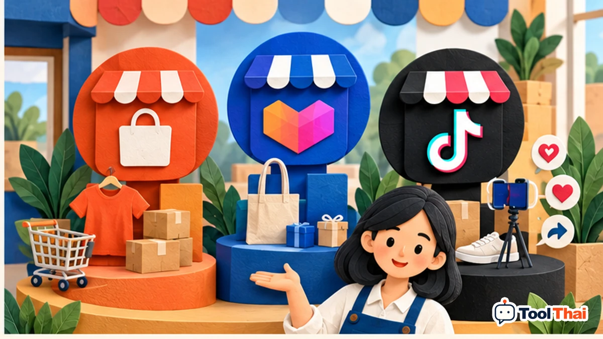 ภาพประกอบ แพลตฟอร์ม ในคำนวณกำไรหลังหักค่าธรรมเนียม Shopee, Lazada และ TikTok Shop