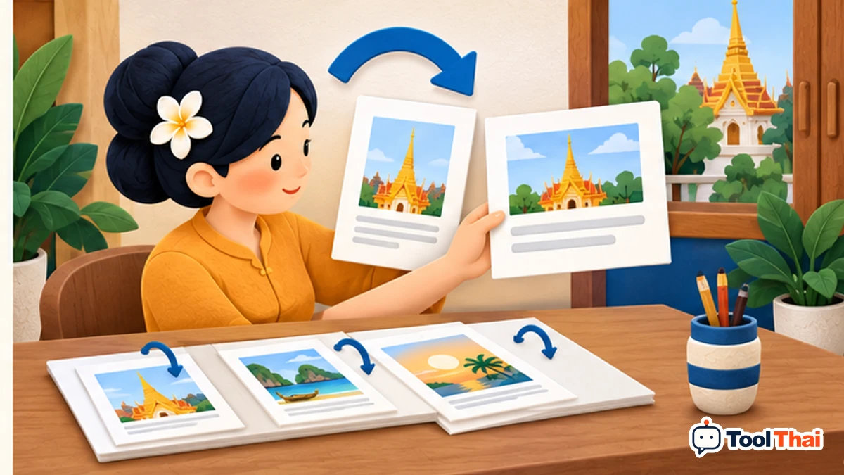 ภาพประกอบ หมุนทุกหน้าที่เลือกเพิ่ม ในจัดเรียง หมุน และลบหน้า PDF