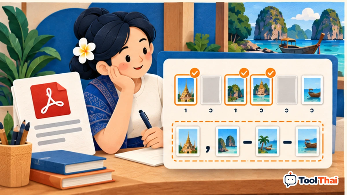 ภาพประกอบ หน้าที่แปลง เช่น 1,3-5 ในแปลงหน้า PDF เป็นรูปภาพ