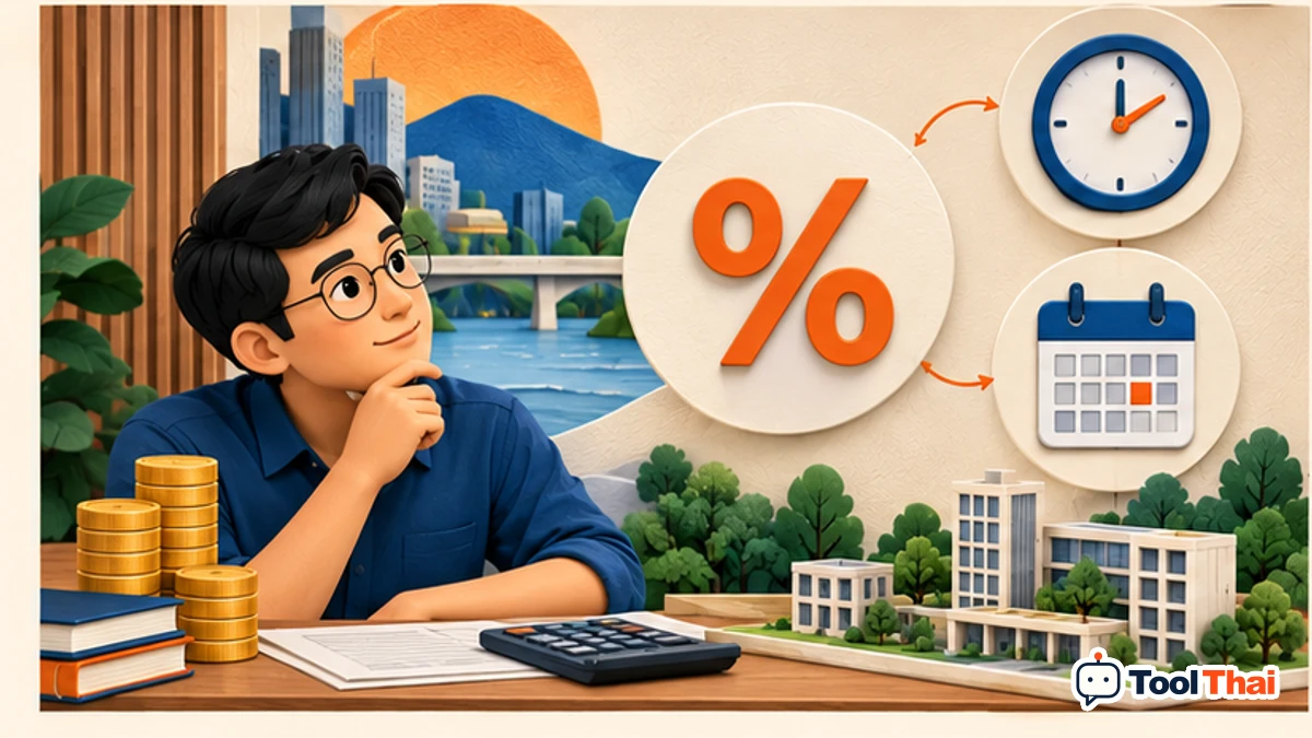 ภาพประกอบ อัตราคิดลดต่องวด ในคำนวณผลตอบแทนโครงการ ROI, NPV และ IRR