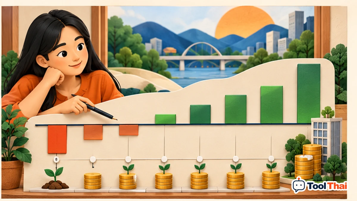 ภาพประกอบ กระแสเงินสดสุทธิแต่ละงวด (งวด 0 ก่อน) ในคำนวณผลตอบแทนโครงการ ROI, NPV และ IRR
