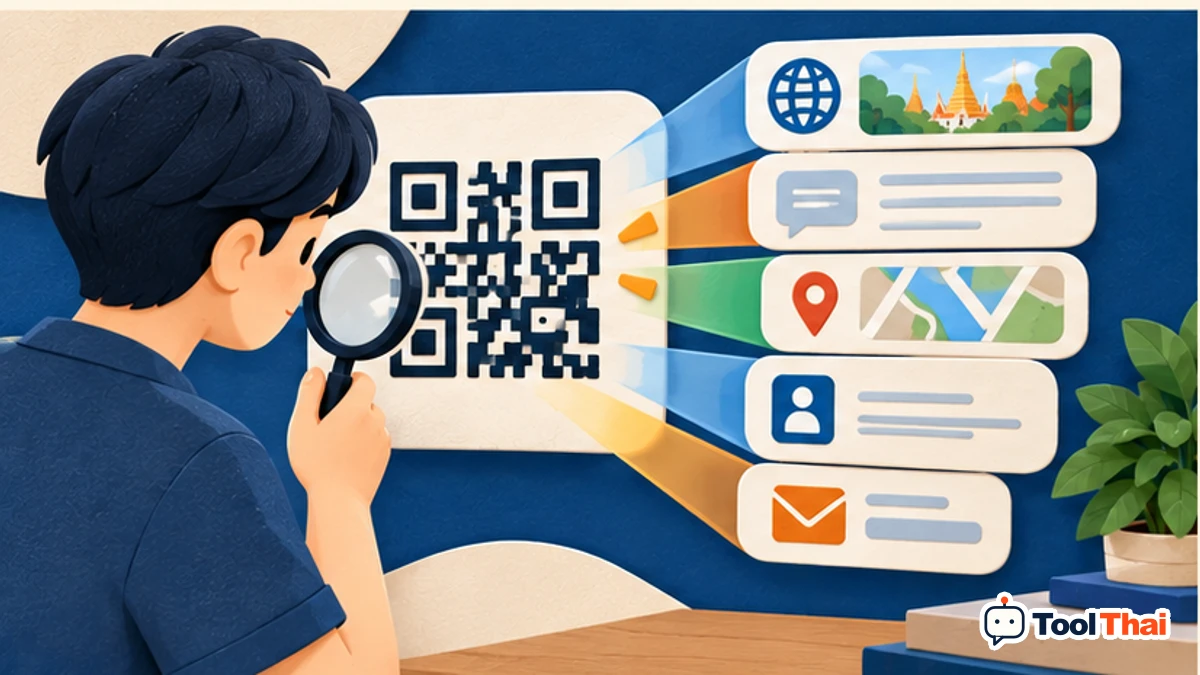 ภาพประกอบ ข้อมูลใน QR ในสร้าง QR Code จาก URL และข้อความ