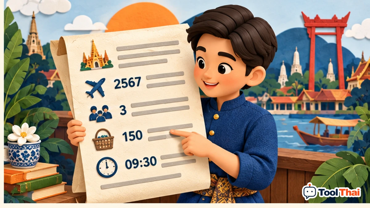 ภาพประกอบ ข้อความที่มีตัวเลข ในแปลงเลขอารบิกเป็นเลขไทยและกลับกัน