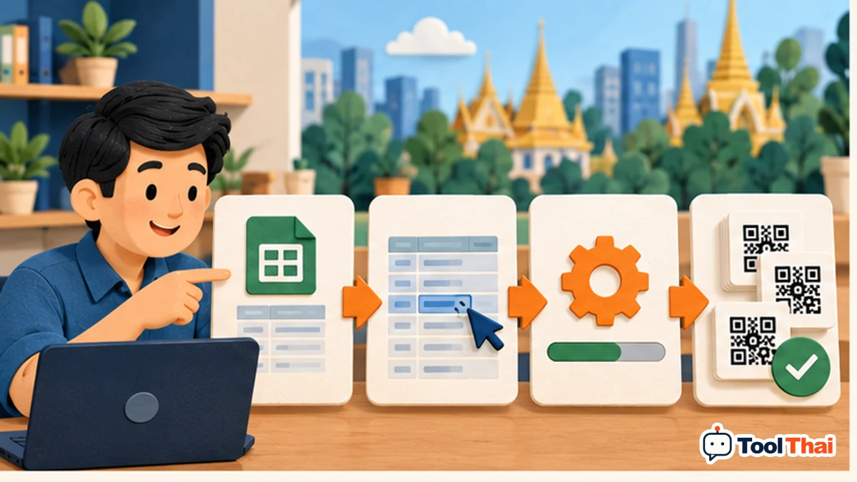 ภาพประกอบ วิธีใช้สร้าง QR Code หลายรายการจากไฟล์ CSV ทีละขั้น