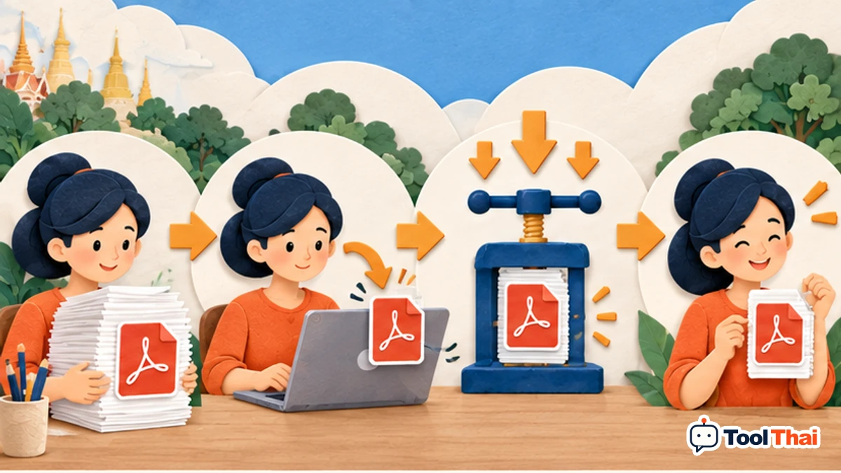 ภาพประกอบ วิธีใช้บีบอัดไฟล์ PDF ทีละขั้น