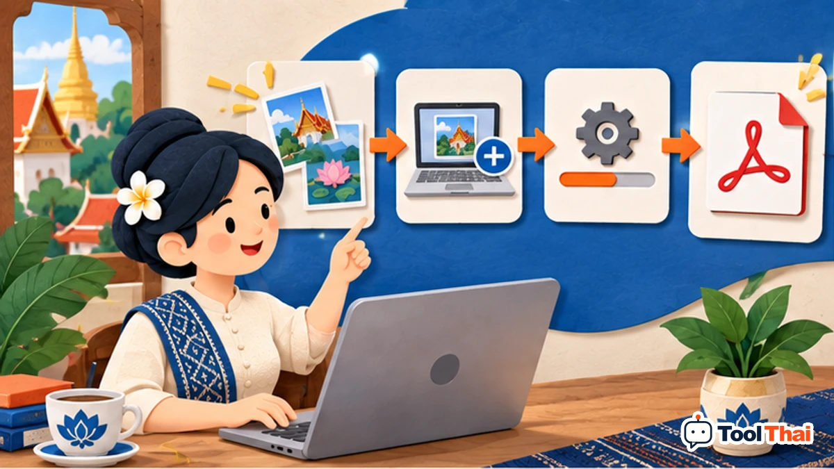 ภาพประกอบ วิธีใช้แปลงรูปภาพเป็น PDF ทีละขั้น