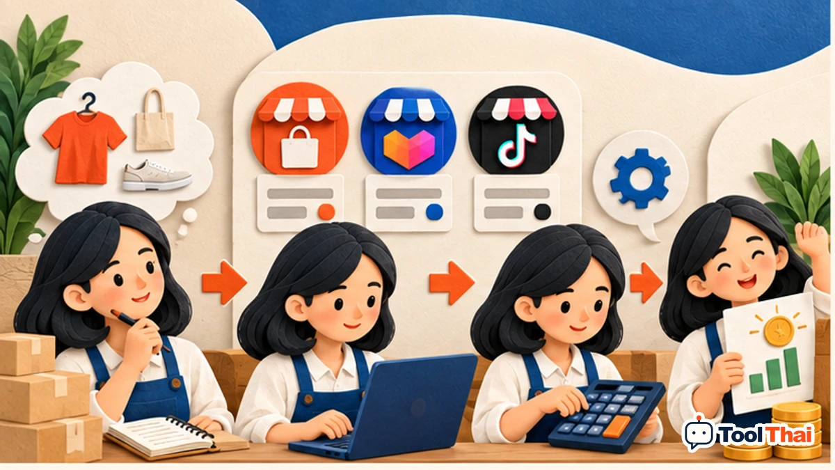 ภาพประกอบ วิธีใช้คำนวณกำไรหลังหักค่าธรรมเนียม Shopee, Lazada และ TikTok Shop ทีละขั้น