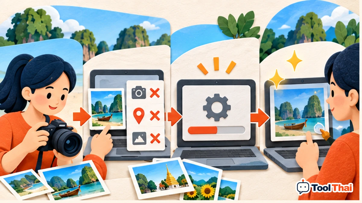 ภาพประกอบ วิธีใช้ลบข้อมูล EXIF และพิกัด GPS ออกจากรูปภาพ ทีละขั้น