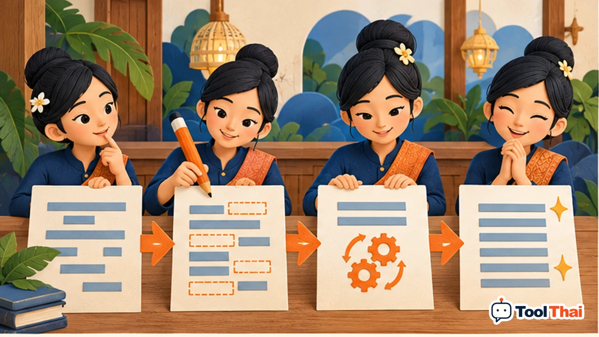 ภาพประกอบ วิธีใช้ลบช่องว่างเกินและจัดรูปแบบข้อความ ทีละขั้น