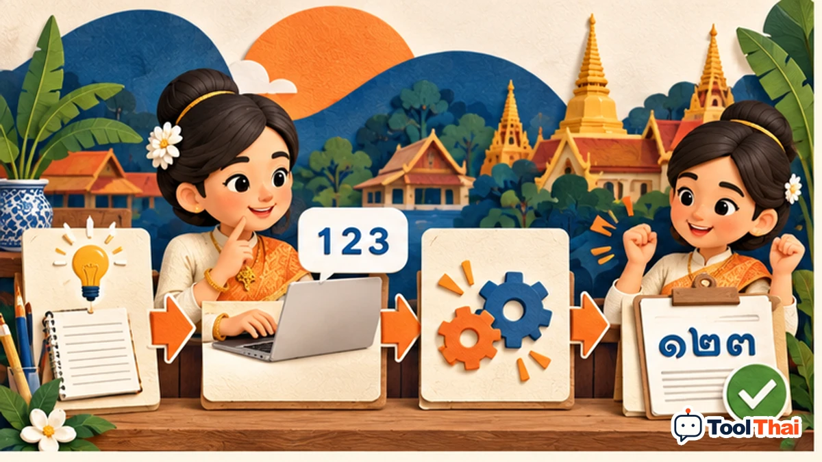 ภาพประกอบ วิธีใช้แปลงเลขอารบิกเป็นเลขไทยและกลับกัน ทีละขั้น