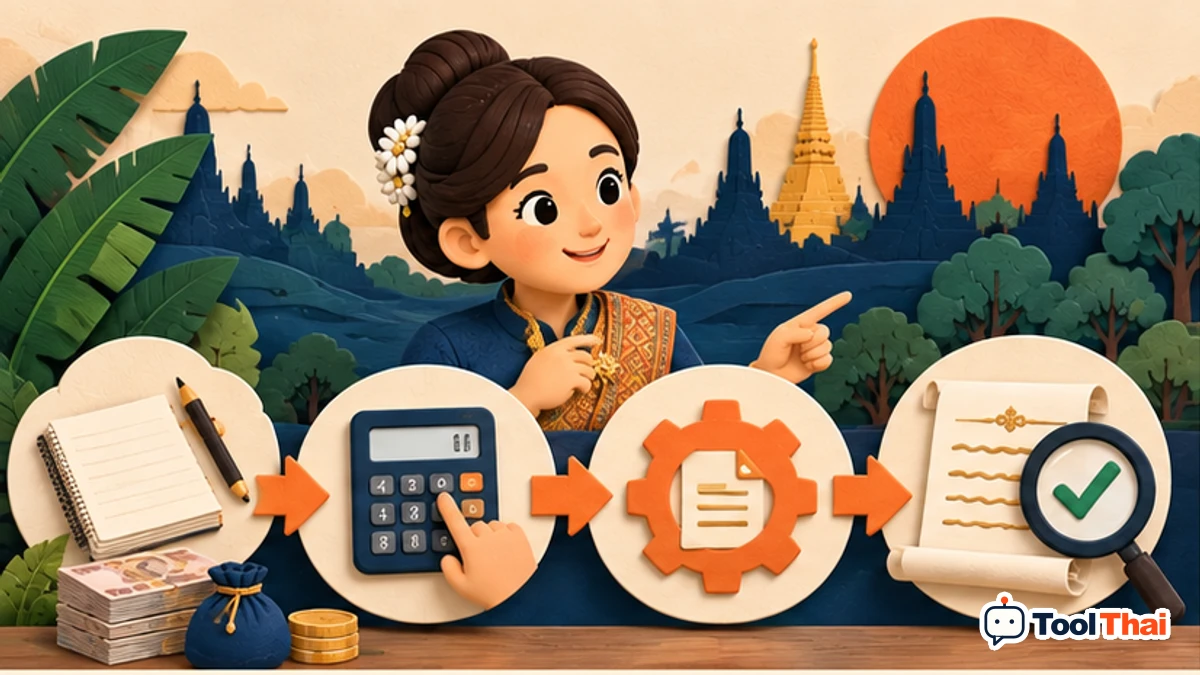 ภาพประกอบ วิธีใช้แปลงจำนวนเงินเป็นข้อความภาษาไทย ทีละขั้น