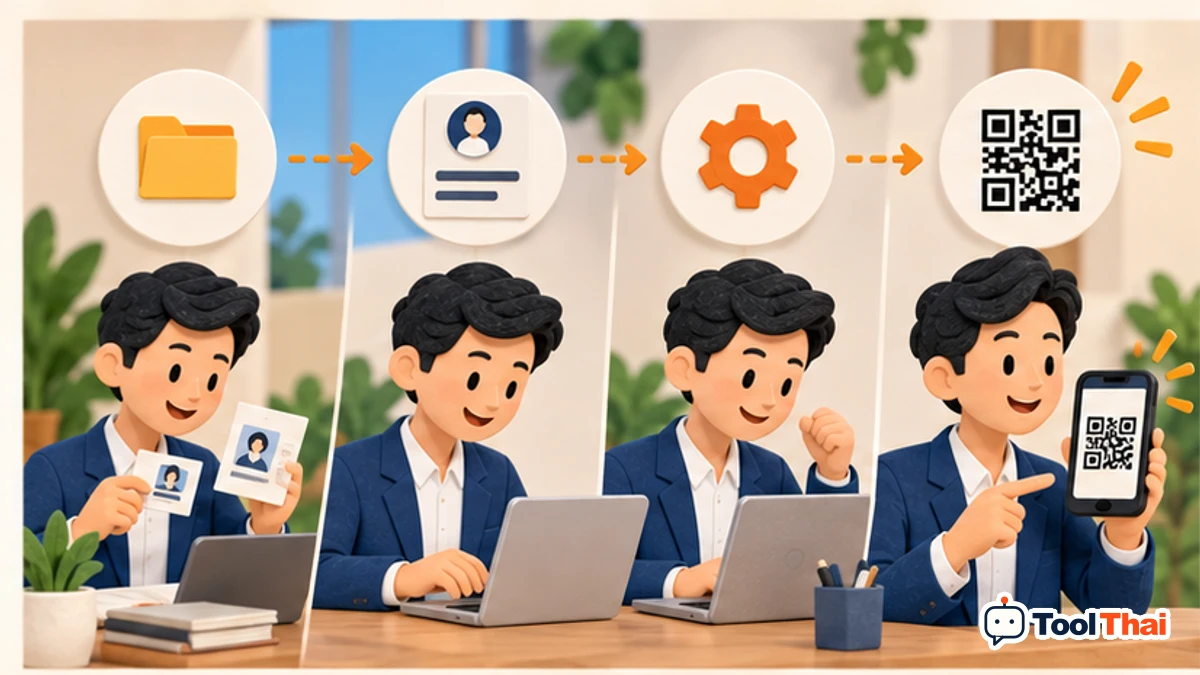 ภาพประกอบ วิธีใช้สร้าง QR Code นามบัตร vCard ทีละขั้น