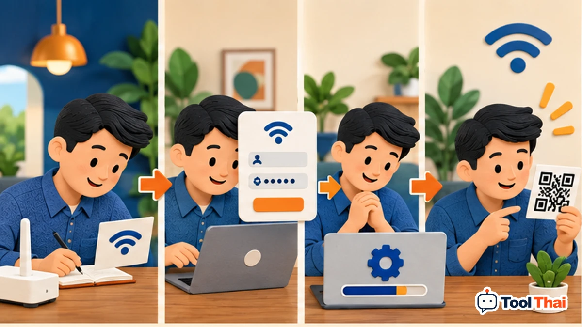 ภาพประกอบ วิธีใช้สร้าง QR Code สำหรับเชื่อมต่อ Wi-Fi ทีละขั้น